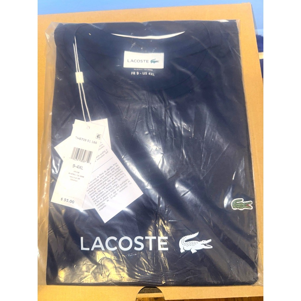 Lacoste Mens Blue Cotton Jersey Crew Neck Crocodile Logo T-Shirt TH6709 4XL
